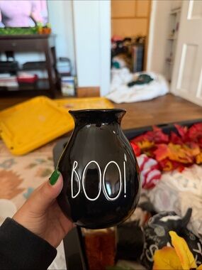 Rae Dunn Black 'BOO!' Ceramic Vase